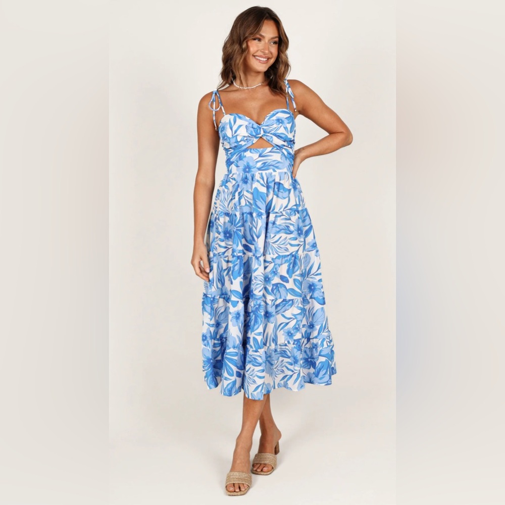 Petal & Pup Blue Floral Midi Dress